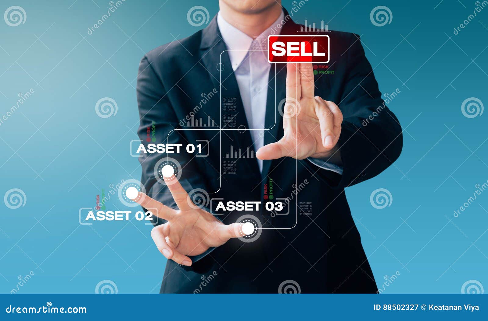 business man hand sign about sell asset