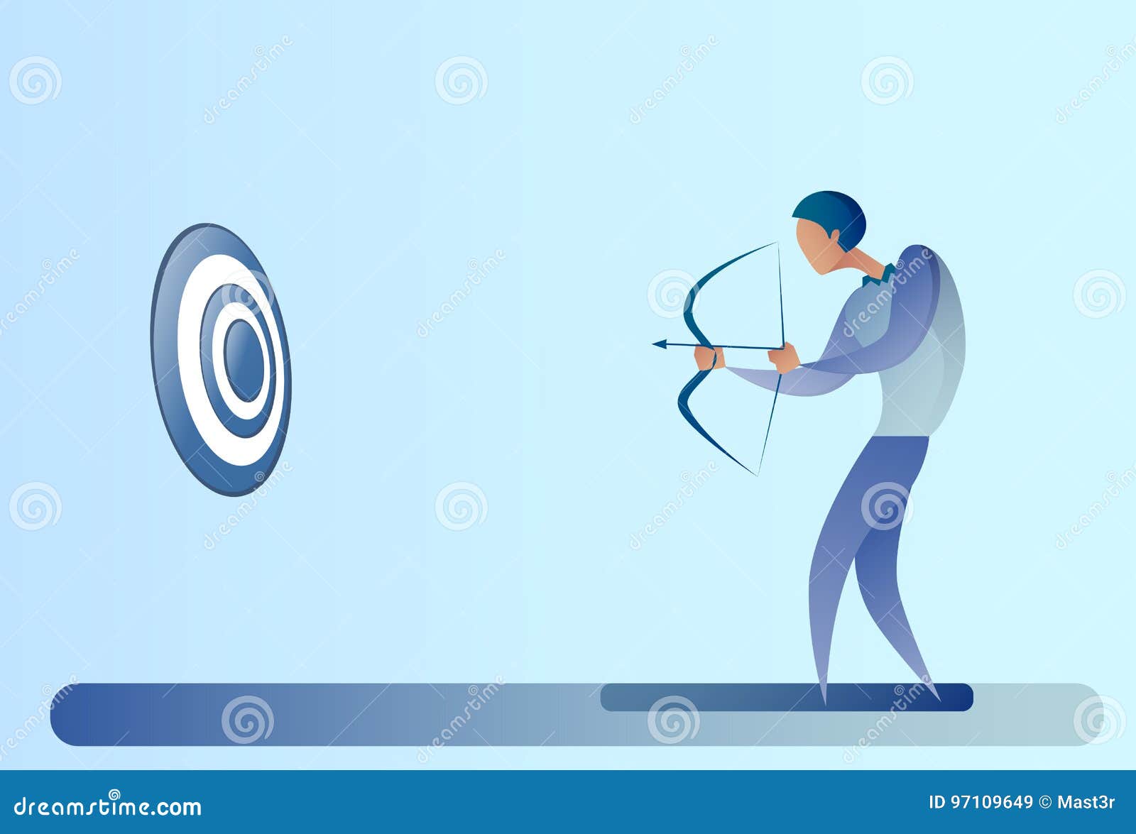 Business Man Hold Bow Aim Archer Get Goal Concept Stock Vector