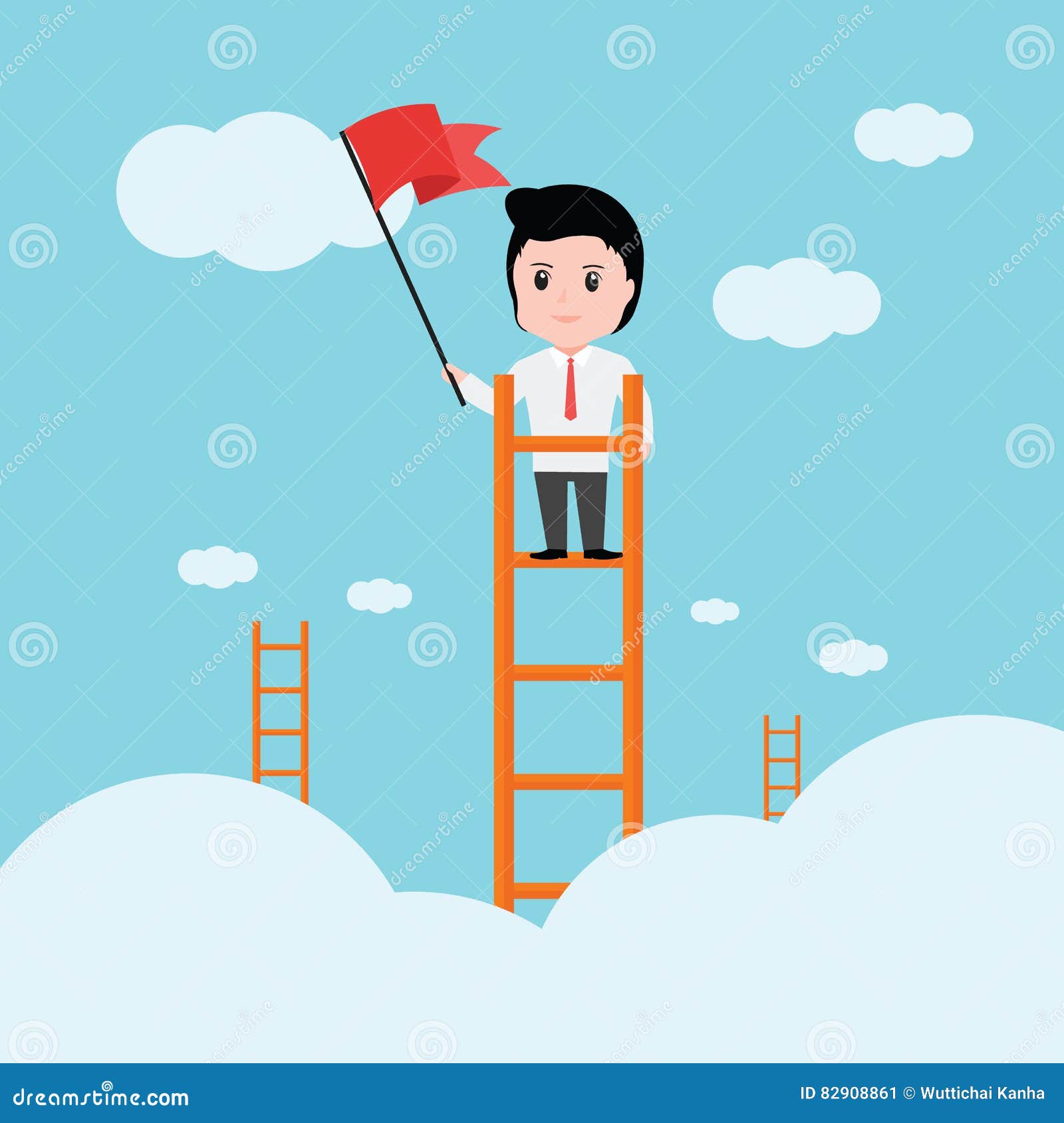 Business Man, a Ladder Corporate of Success. Stock Vector ...