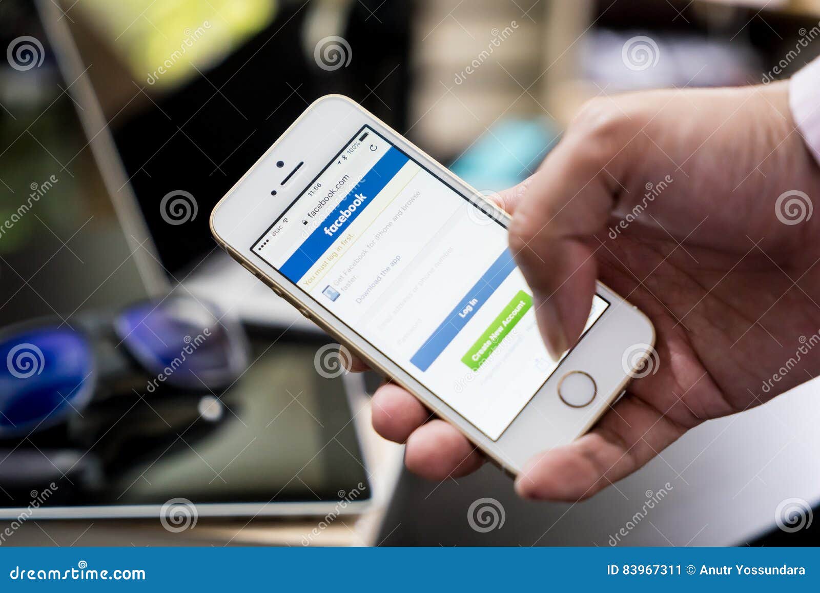 businessman show Facebook login page on his smartphone for using phone  social app for business. 3 August 2018,Bangkok, Thailand Stock Photo - Alamy