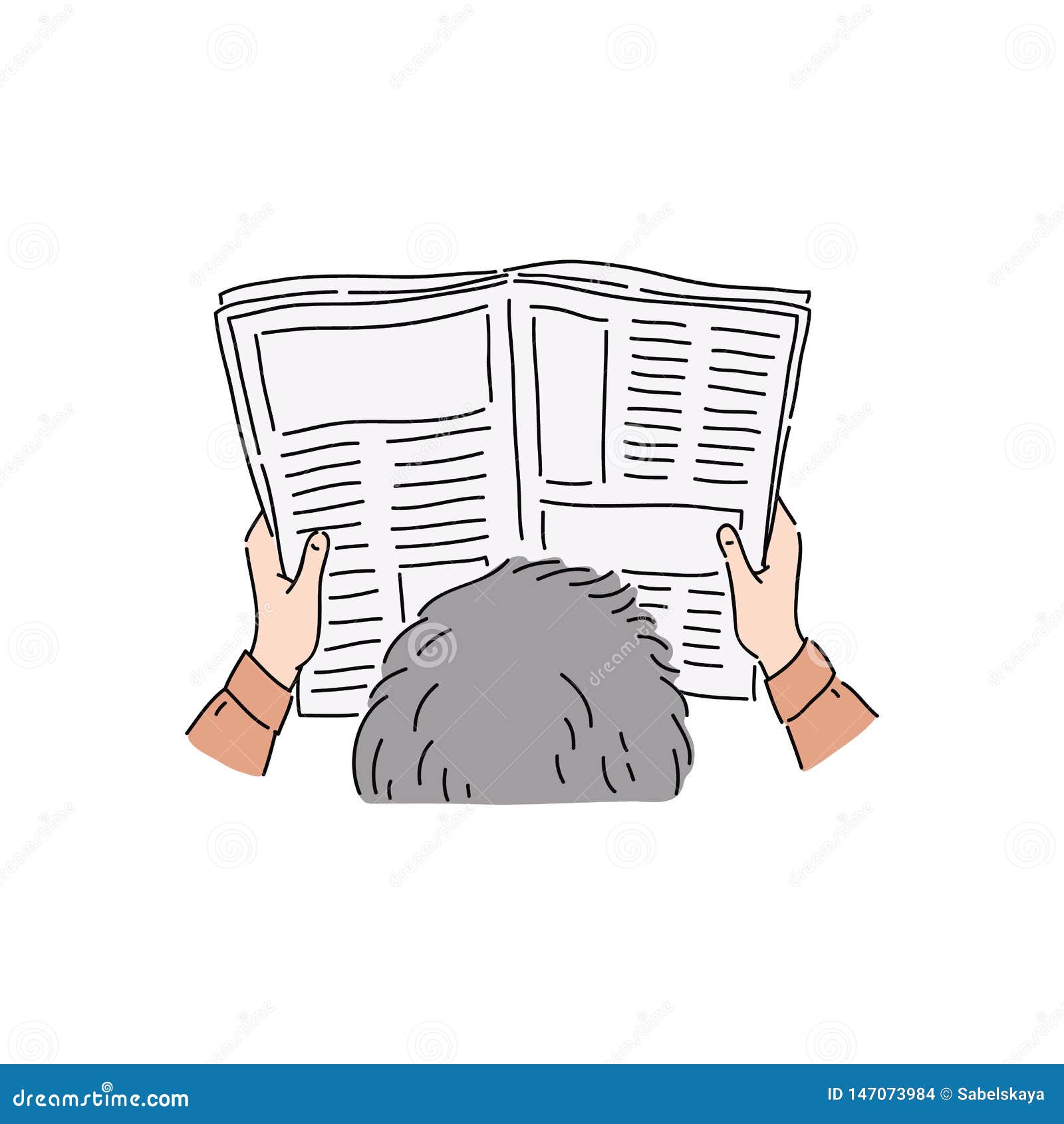 Newspaper sketch Doodle style newspaper illustration in vector format  includes folded and rolled paper with headline  CanStock