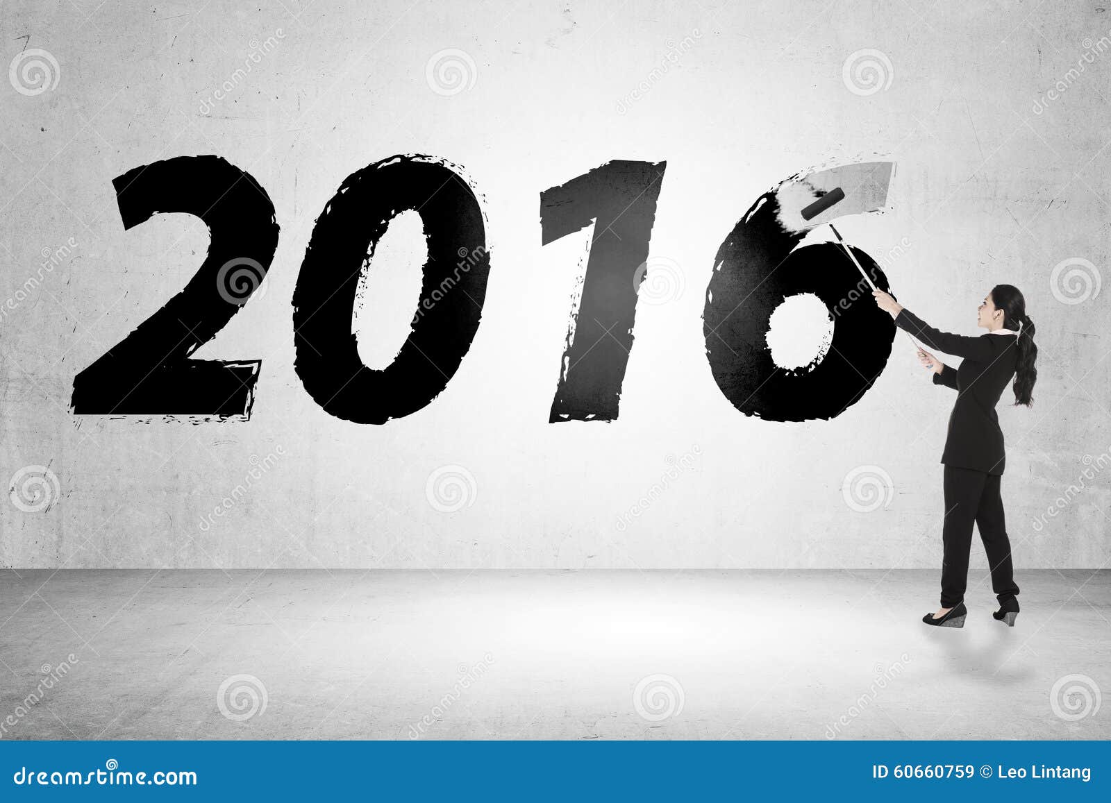 Business Man Paint with Roller Brush 2016 Stock Illustration