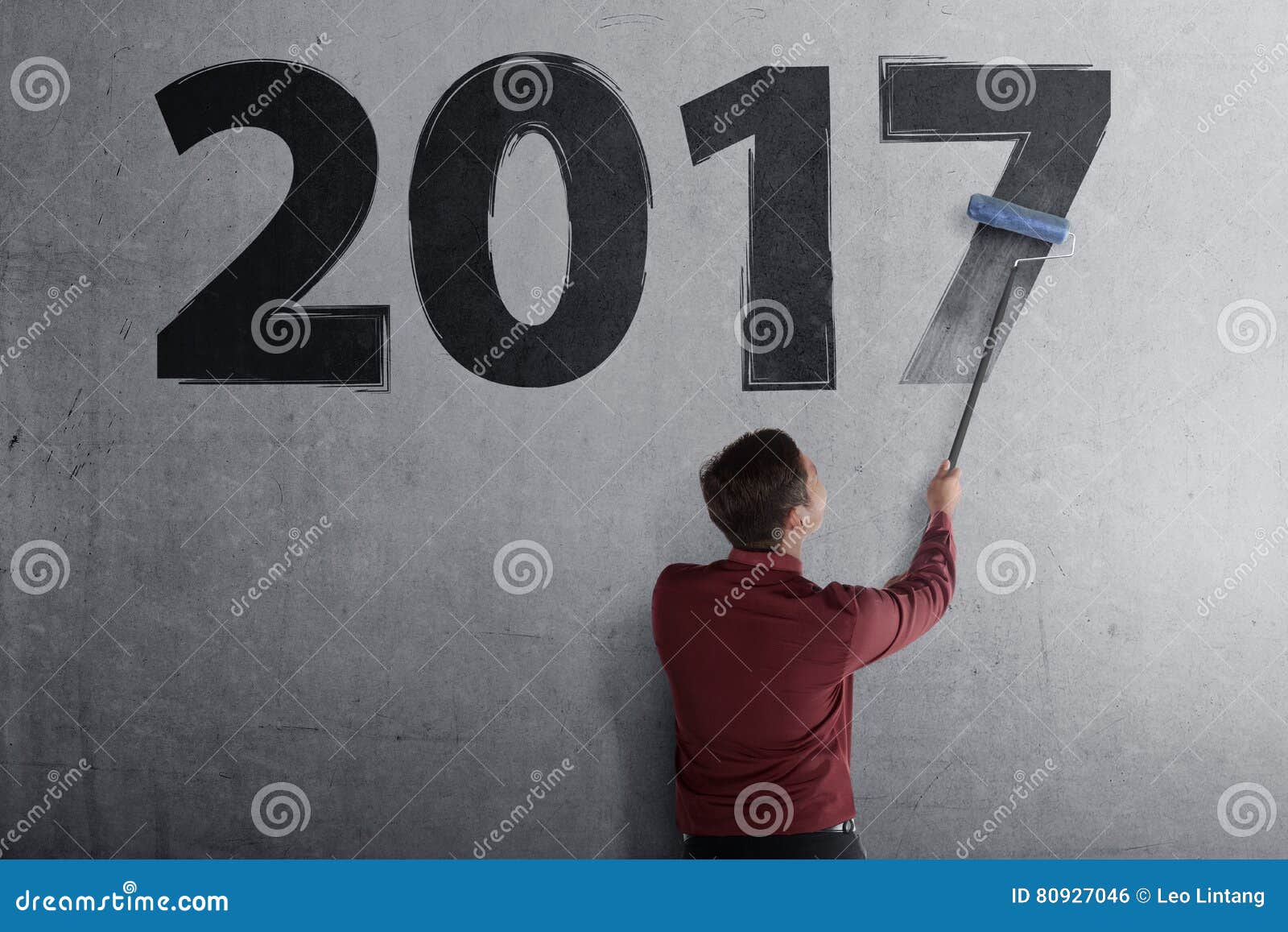 Business Man Paint with Roller Brush 2017 Stock Photo Image of male