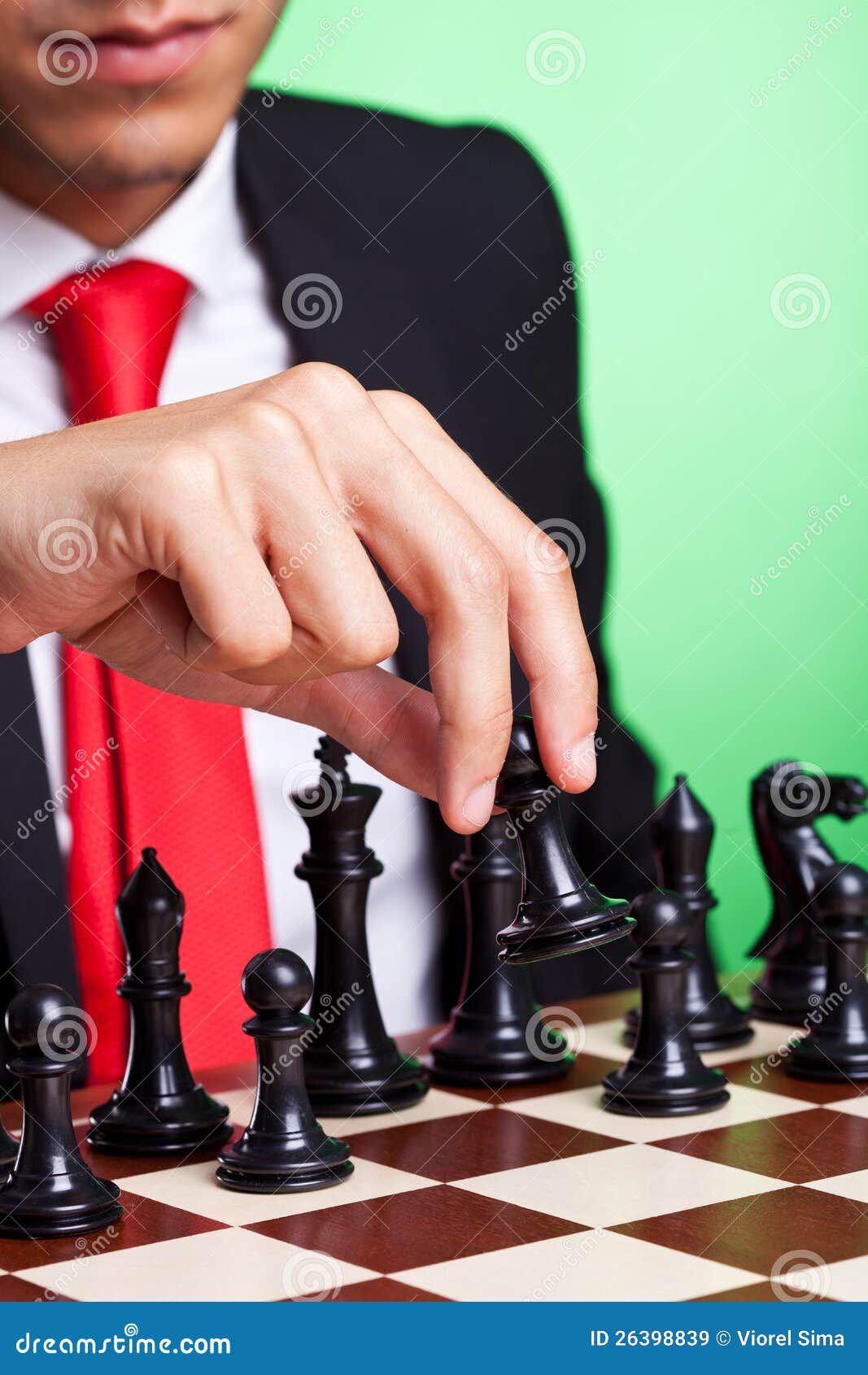 Senior man thinking about his next move in a game of chess Stock Photo by  dmytros9