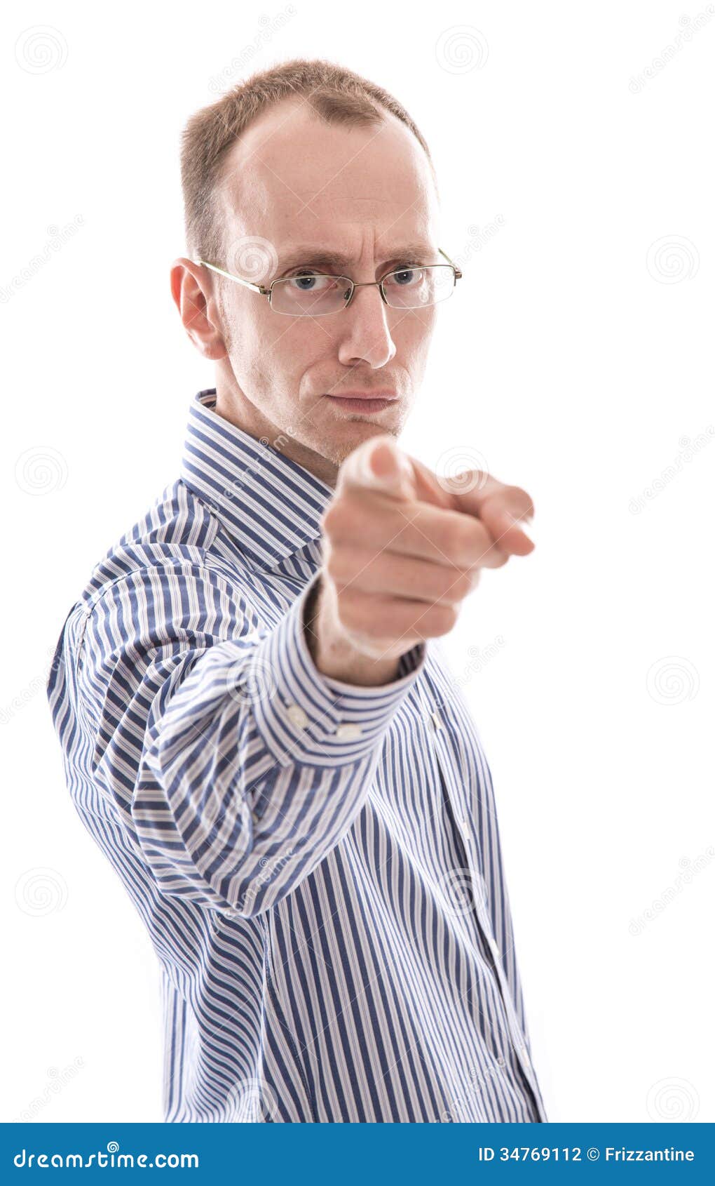 Business Man Pointing At Camera Isolated On White Background Y Stock