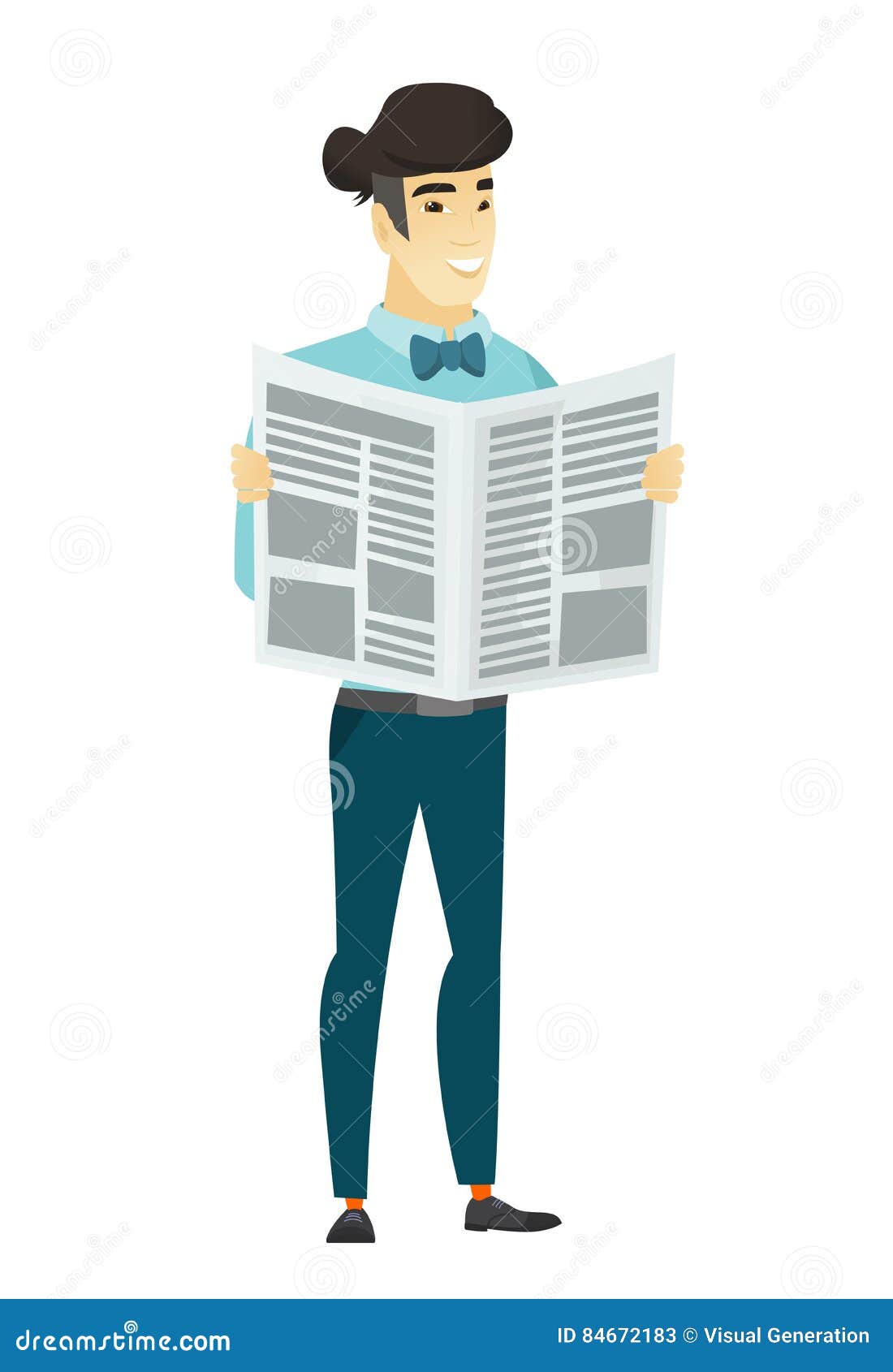 Business Man Reading Newspaper Vector Illustration Stock