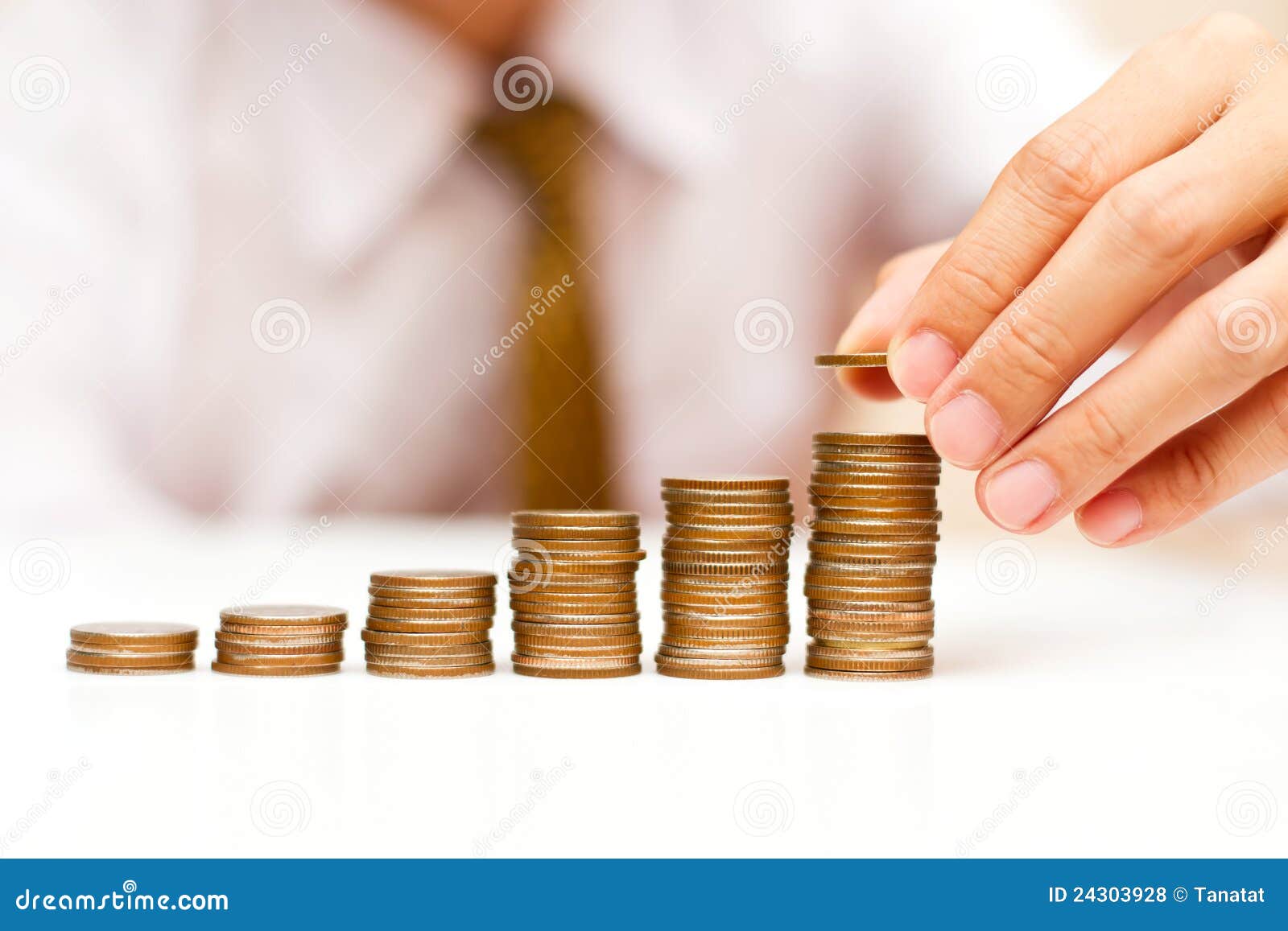 business man with rising coins