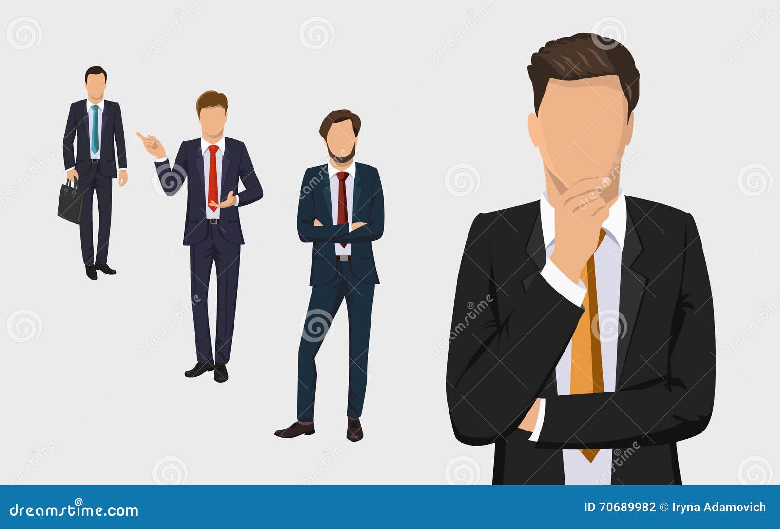 Business Man Set. Vector Collection of Full Length Portraits of ...