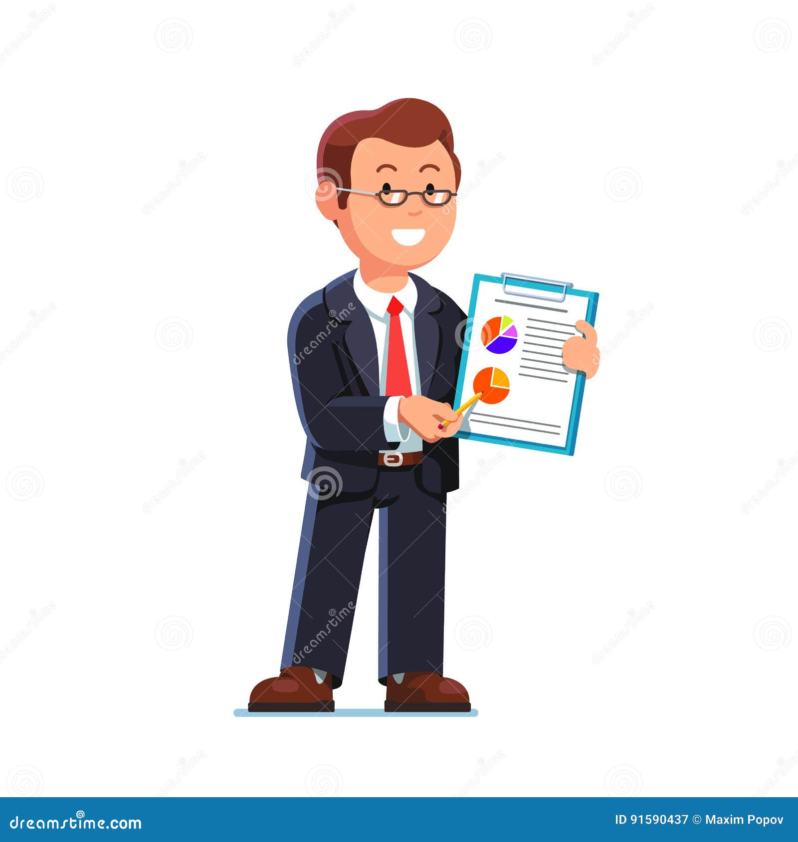 business man showing statistical data and report