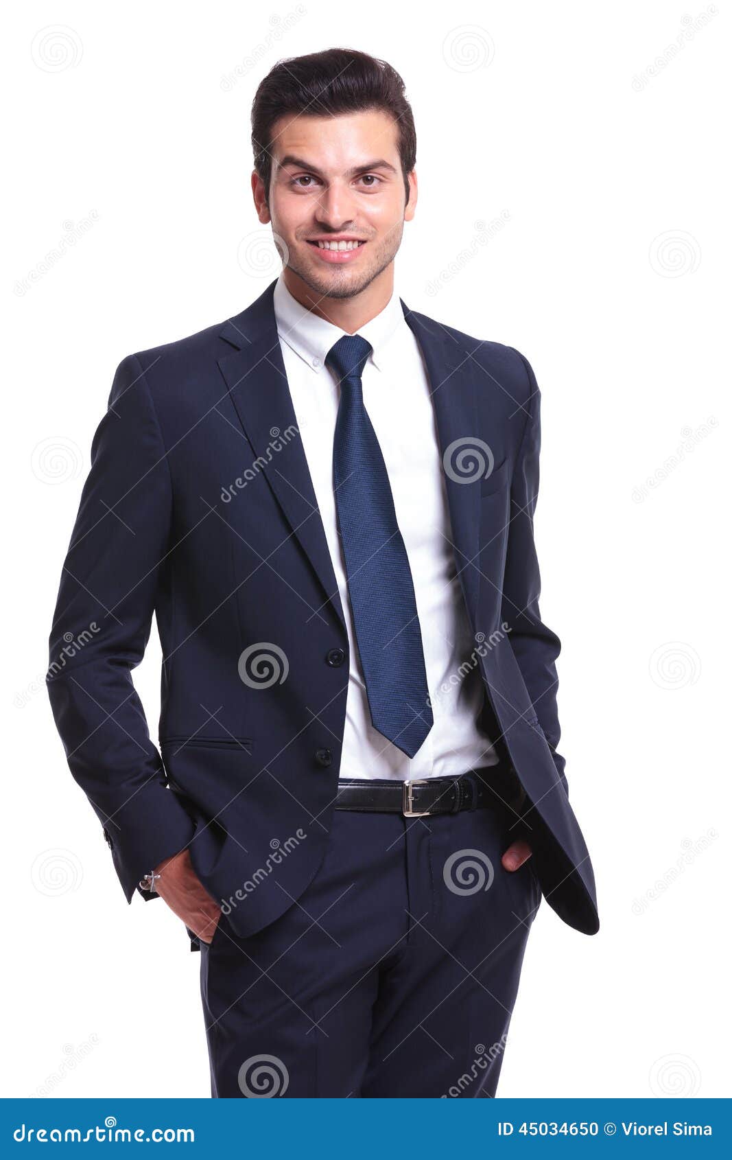 Business Man Smilling and Holding His Hand in the Pocket Stock Photo ...