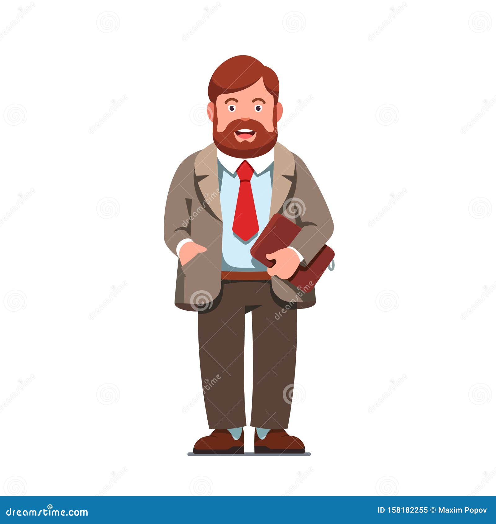 Business Man Standing with Beard Holding Folder Stock Vector ...