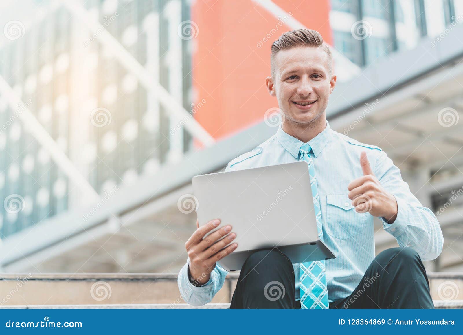 business man with success fist up online business suc