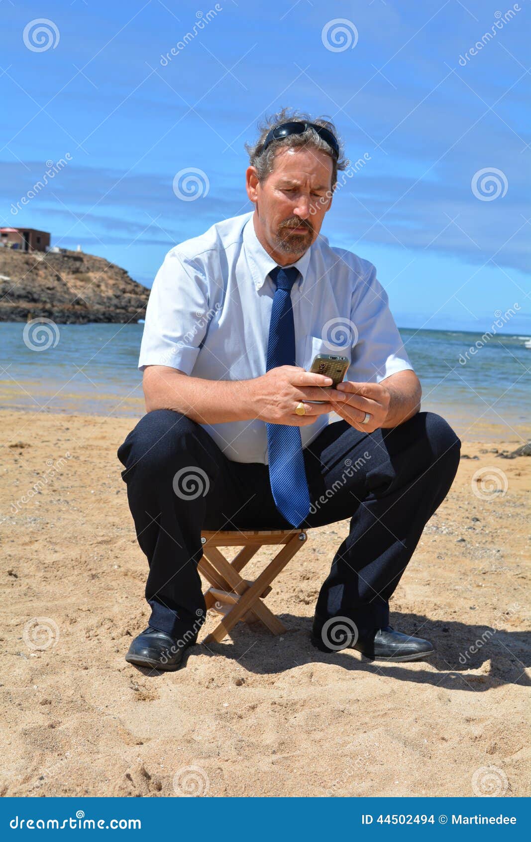 Business Man in Suit on the Beach Calling by Mobil Stock Photo - Image ...
