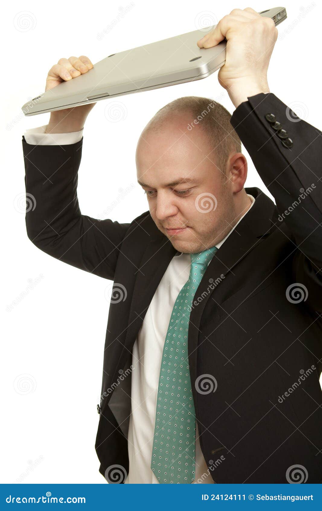 Business Man Throwing Laptop Stock Image Image of people, isolated
