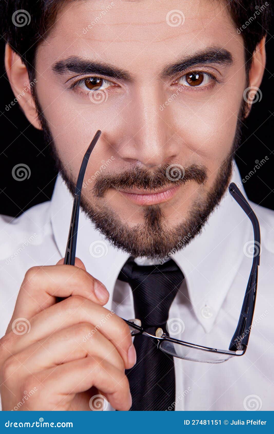 Business Man with Tie Glasses Beard Portrait Stock Image Image of business, eastern 27481151