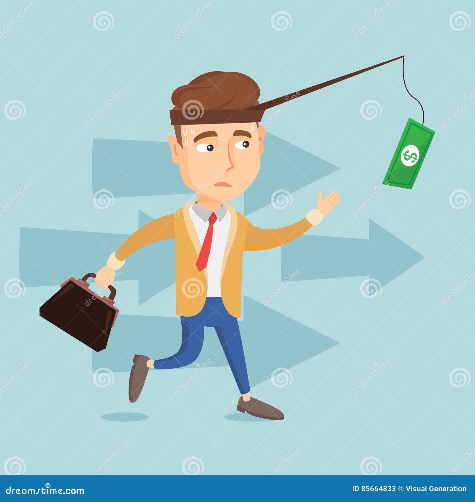 Business Man Trying To Catch Money on Fishing Rod Stock Vector -  Illustration of character, male: 85664833