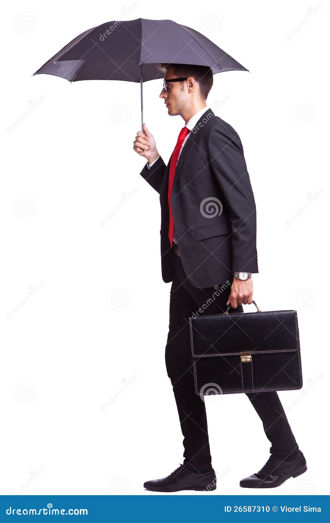 Business Man with Umbrella and Briefcase Stock Photo Image of cheerfully, idea 26587310