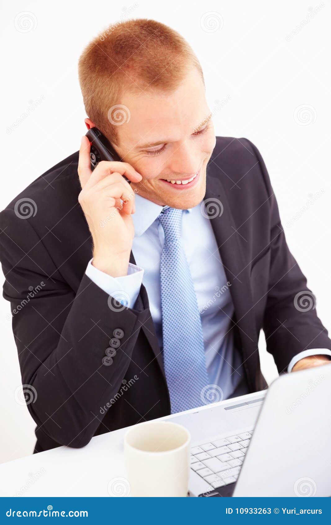 Business Man Using a Mobile in Office Stock Image - Image of adult ...