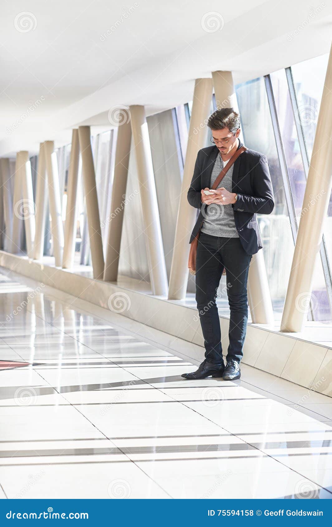 Business Man Waiting in Hallway Stock Photo Image of waiting