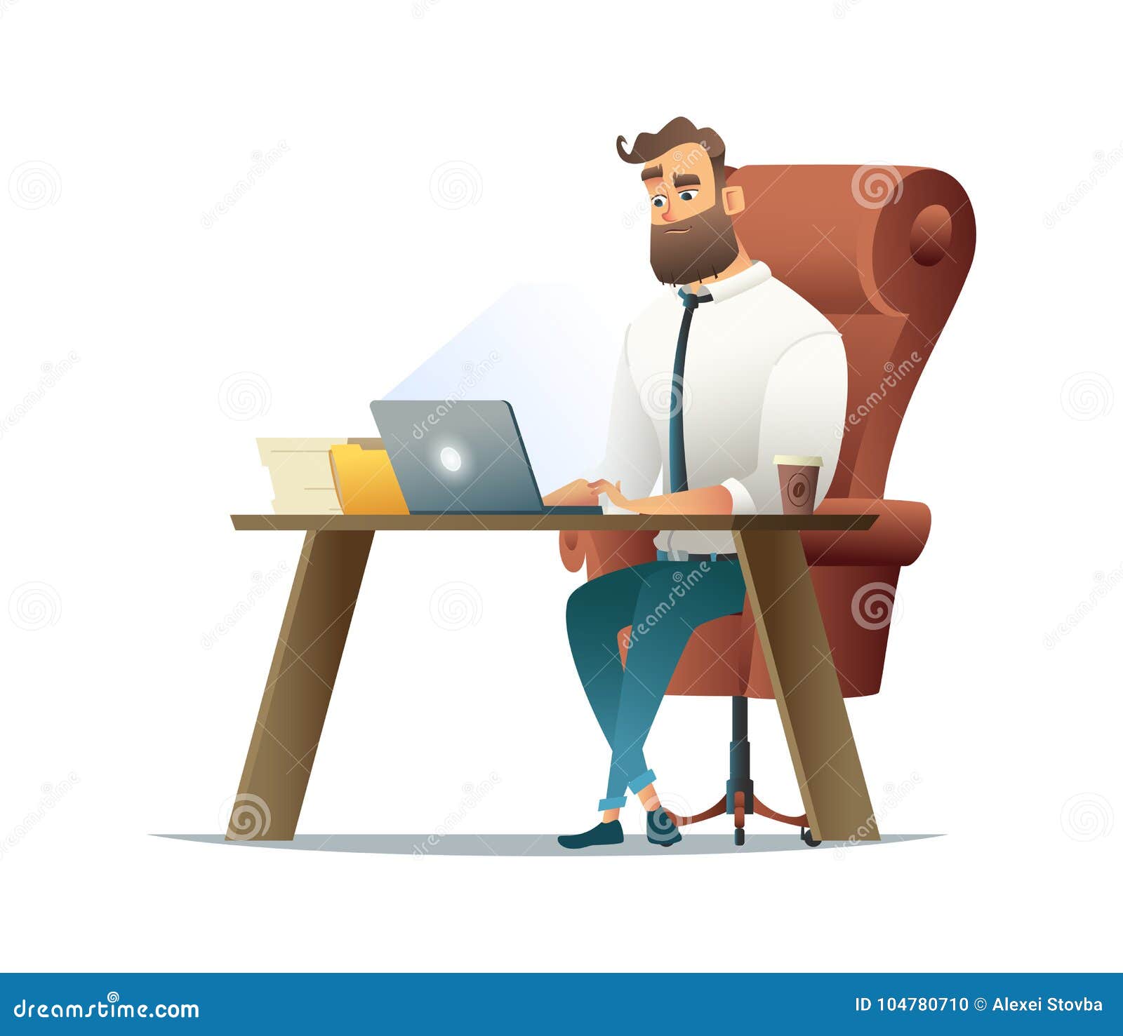 Business Man Working on the Laptop. Vector Illustration Cartoon Style. Stock Vector - Illustration of funny, community: 104780710 Business Man Working on the Laptop. Vector Illustration Cartoon Style. Stock Vector - Illustration of funny, community: 104780710