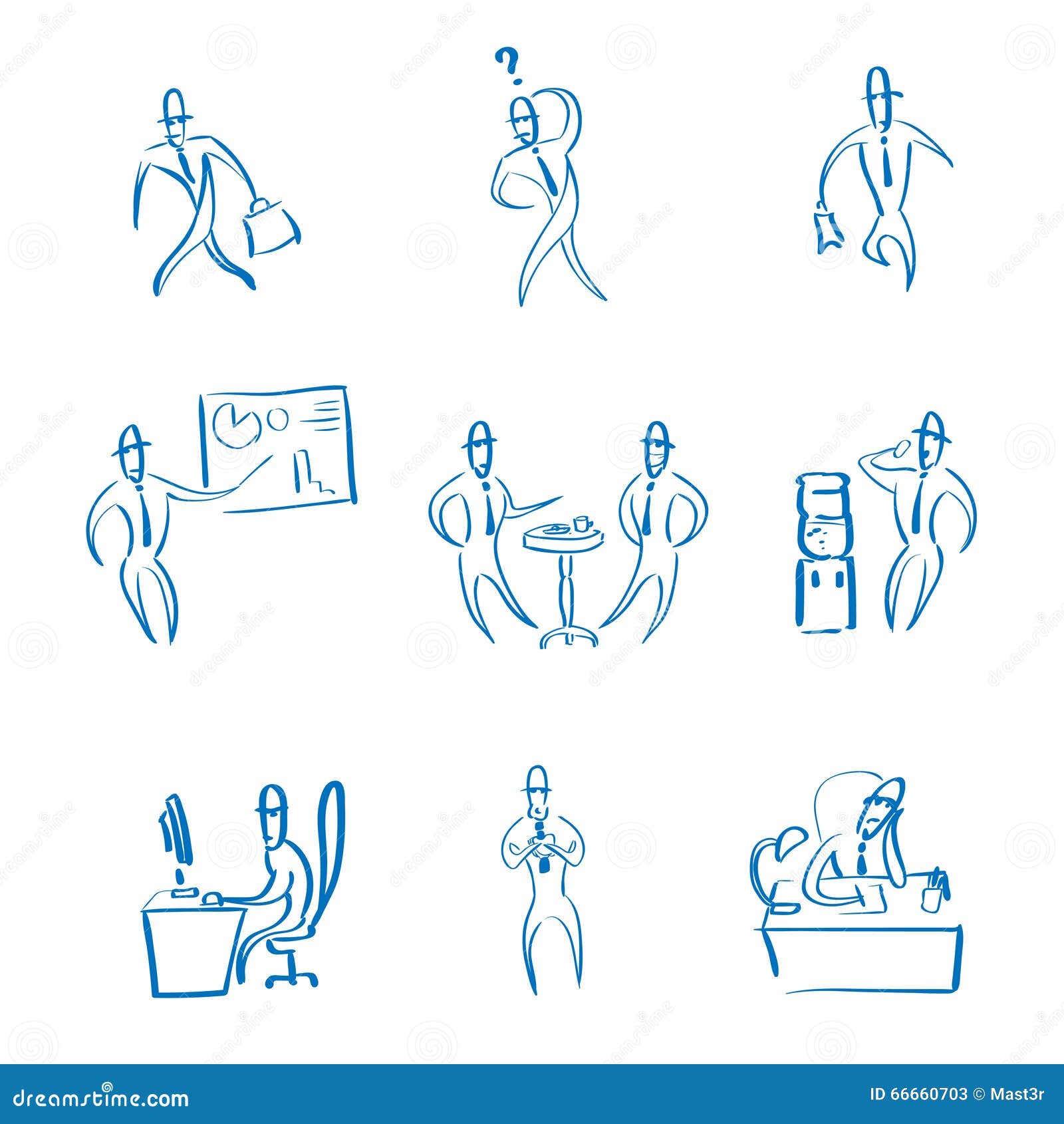 business man working set daily routine hand draw stock vector daily working routine