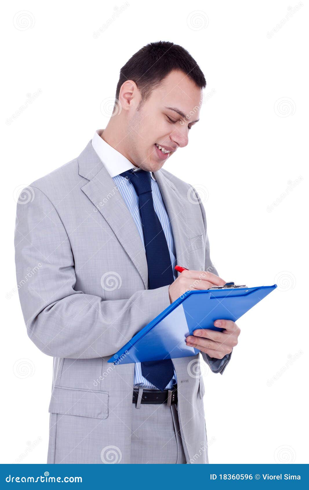 Business Man Writing on Clipboard Stock Photo Image of back, legal