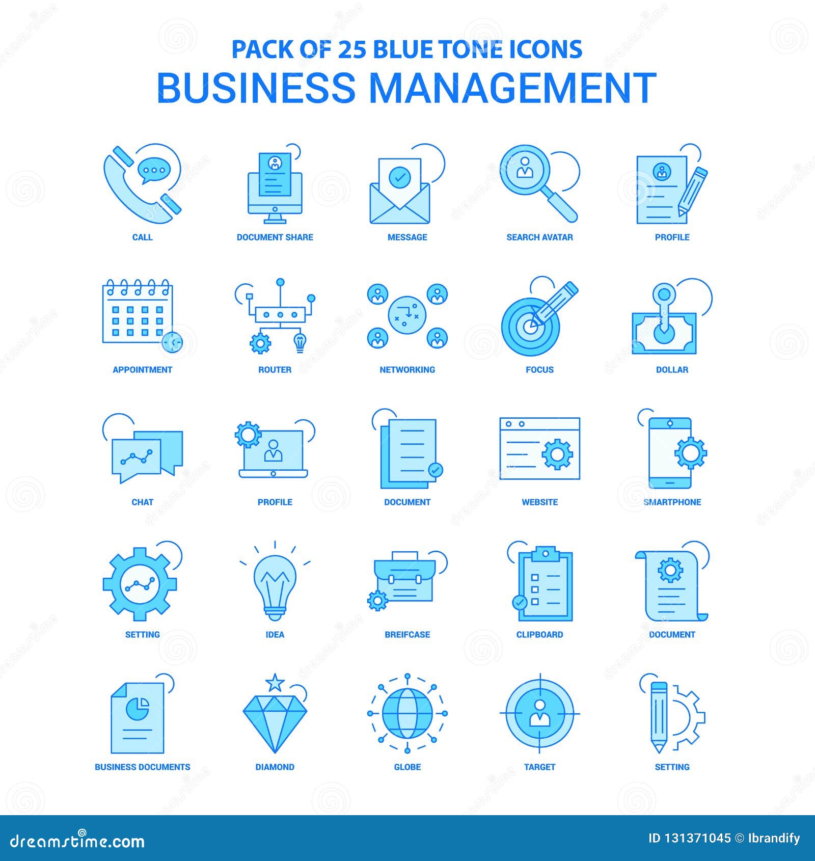 business management blue tone icon pack - 25 icon sets