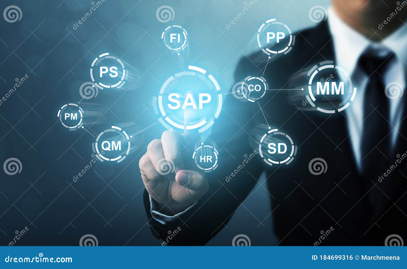 business management software sap. erp enterprise resources planning system concept