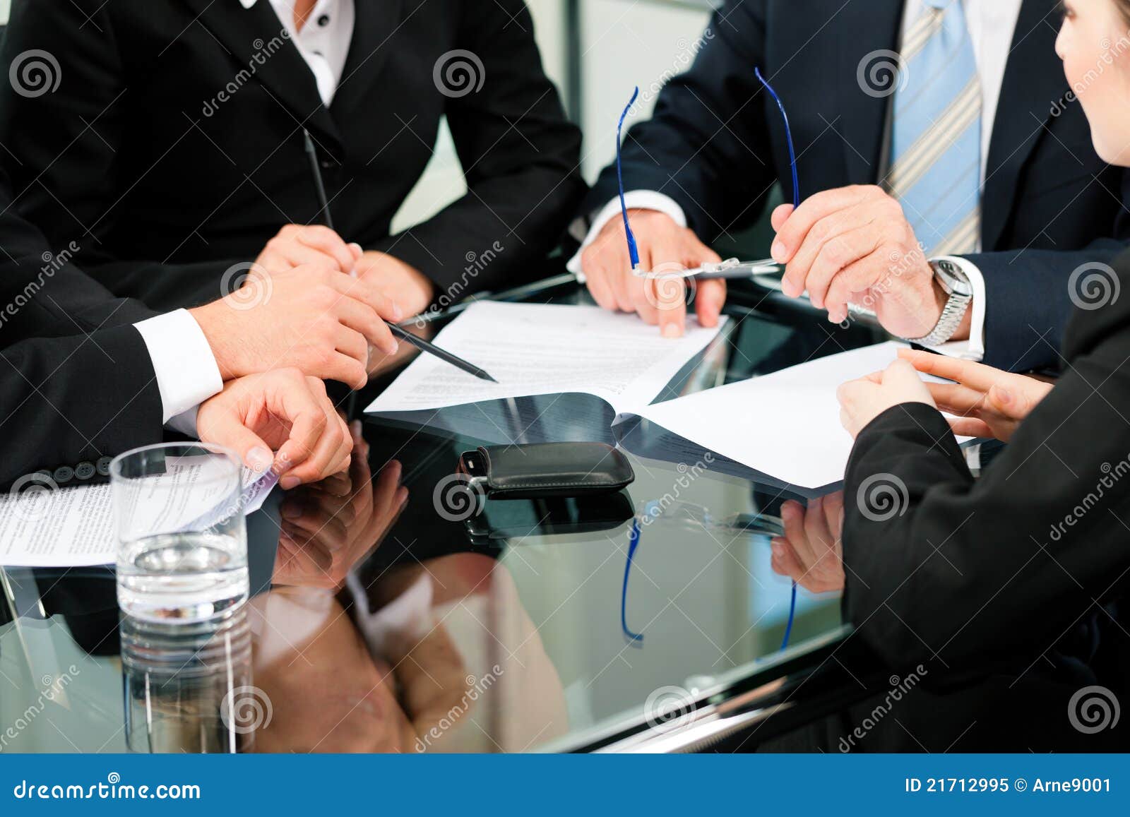 business meeting with work on contract