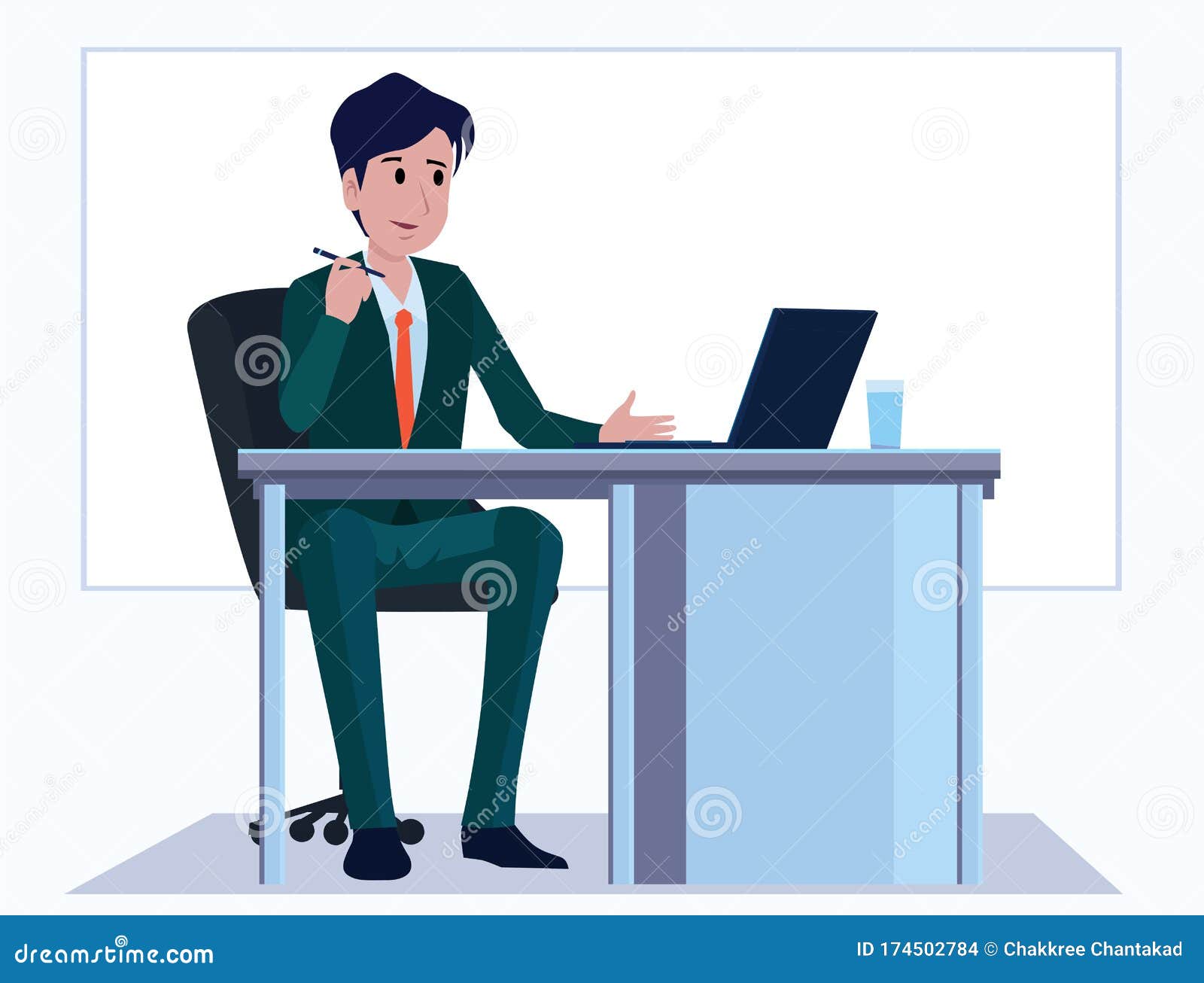 Business Men Office Cartoon Characters. People Sit and Work at Morning.  Illustration Vector. Stock Vector - Illustration of businessman, character:  174502784