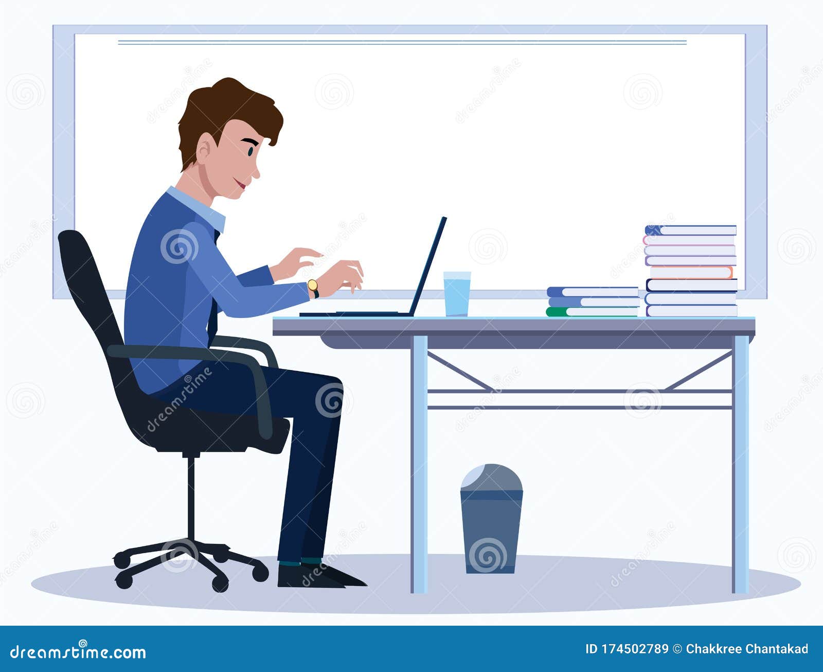 Business Men Office Cartoon Characters. People Sit and Work at Morning.  Illustration Vector. Stock Vector - Illustration of office, comment:  174502789
