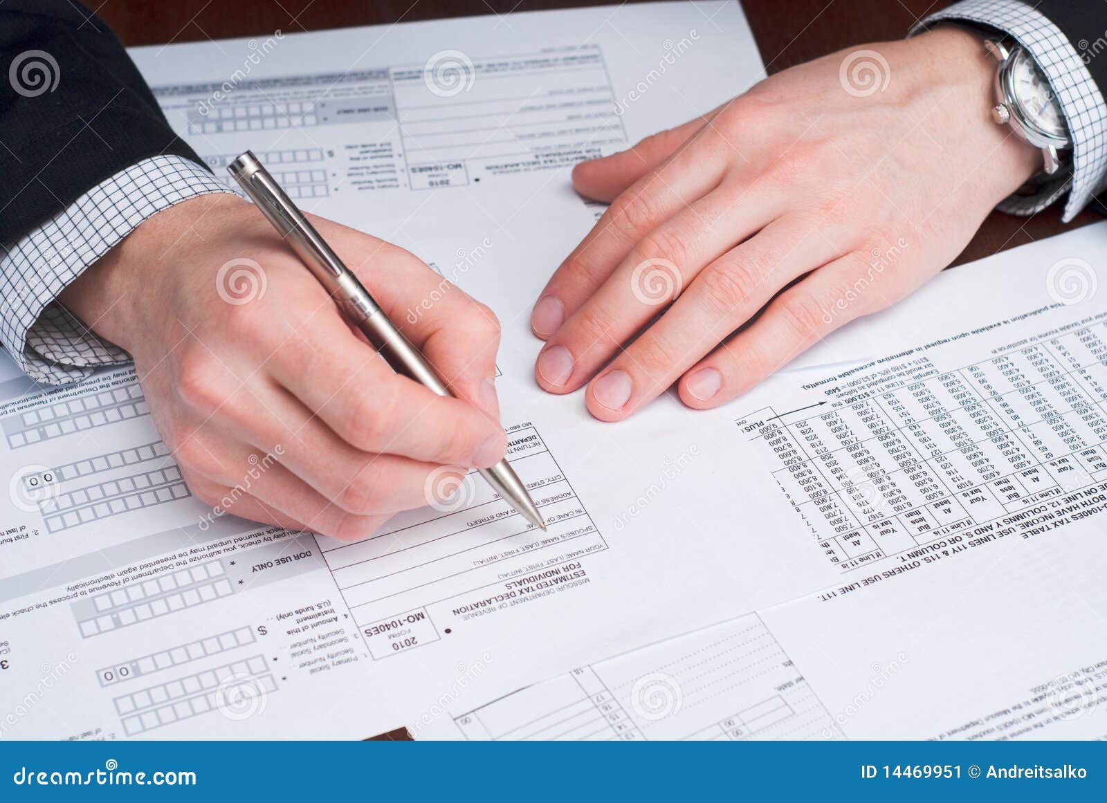 Business Men Signing Documents on a Desk. Stock Image - Image of form ...