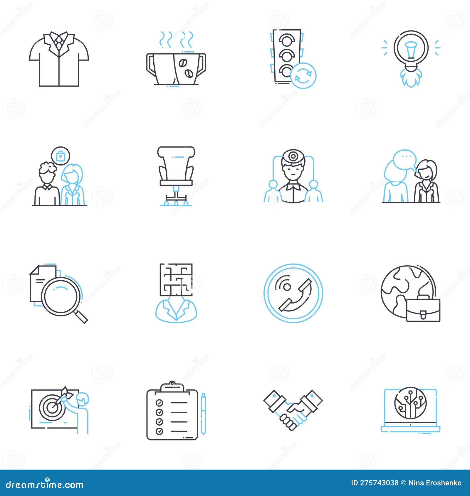 business model linear icons set. innovation, strategy, sustainability, profitability, scalability, customer-centric