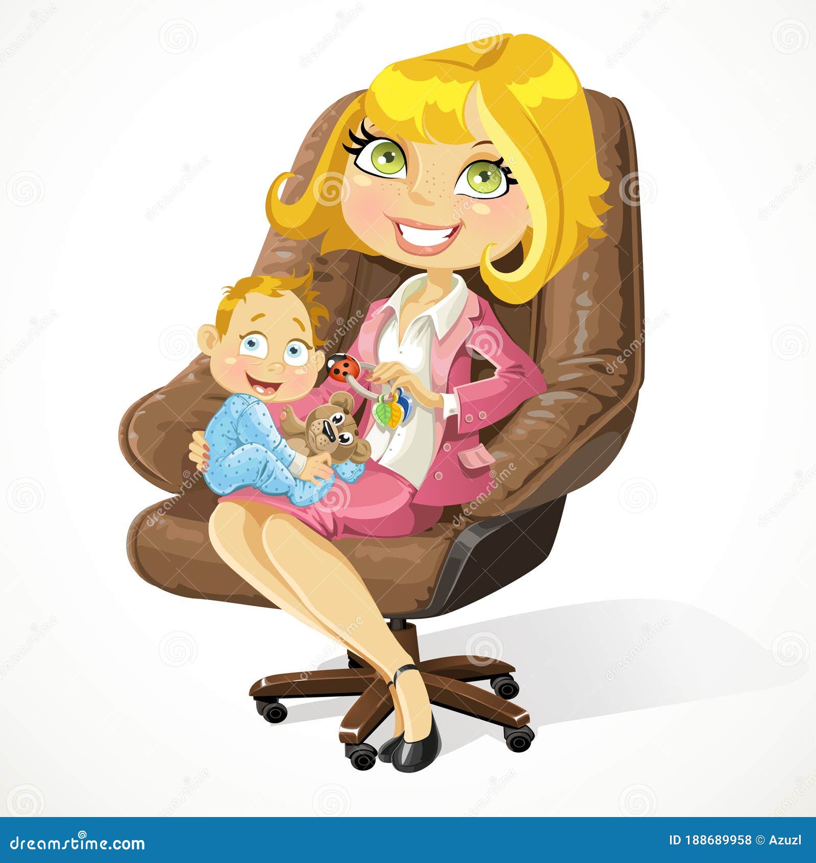 Business Mom with Baby Boy in an Office Chair Stock Illustration -  Illustration of cartoon, funny: 188689958