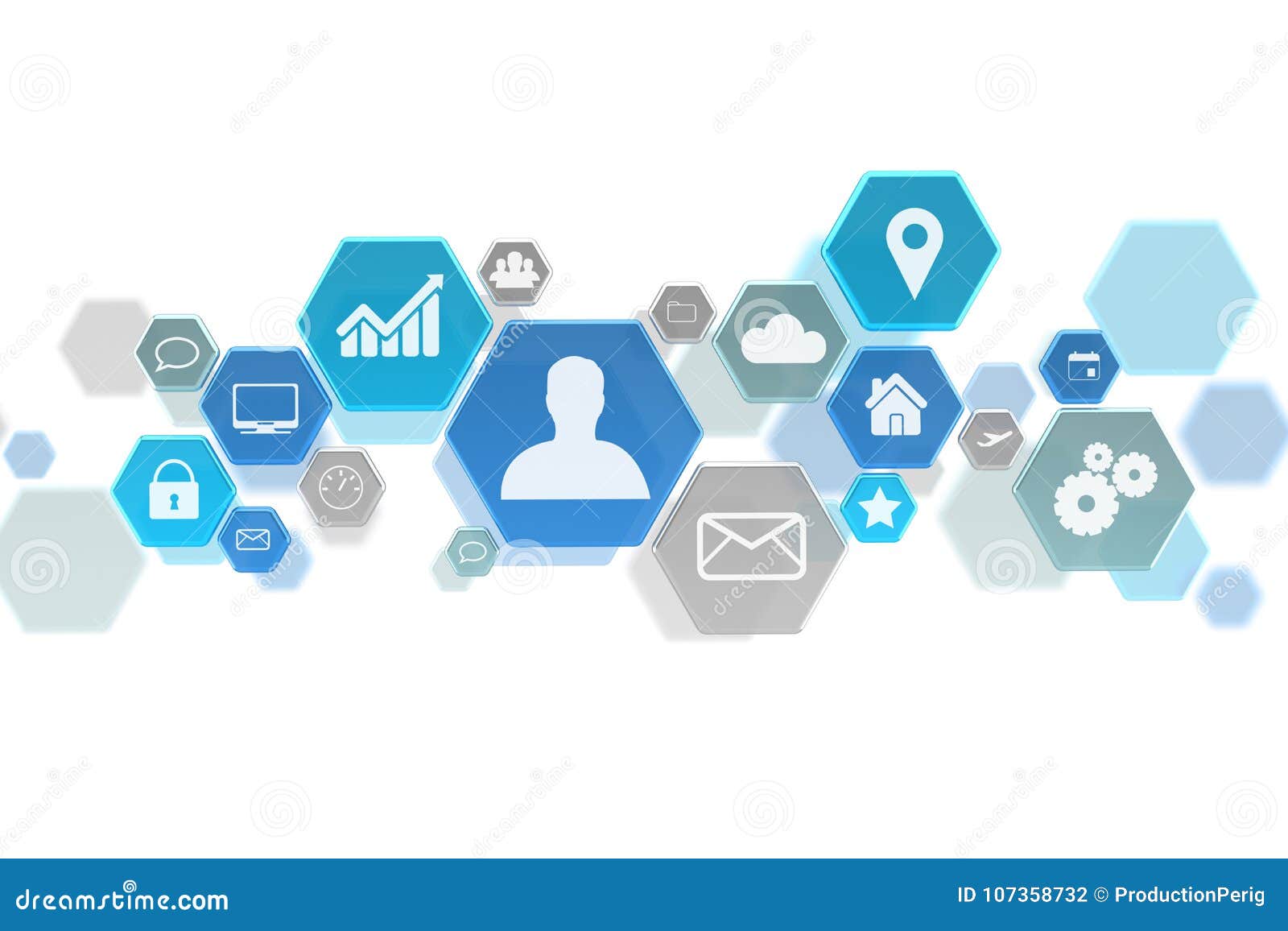 Business Network Interface Displayed on a Color Ackground Stock Photo