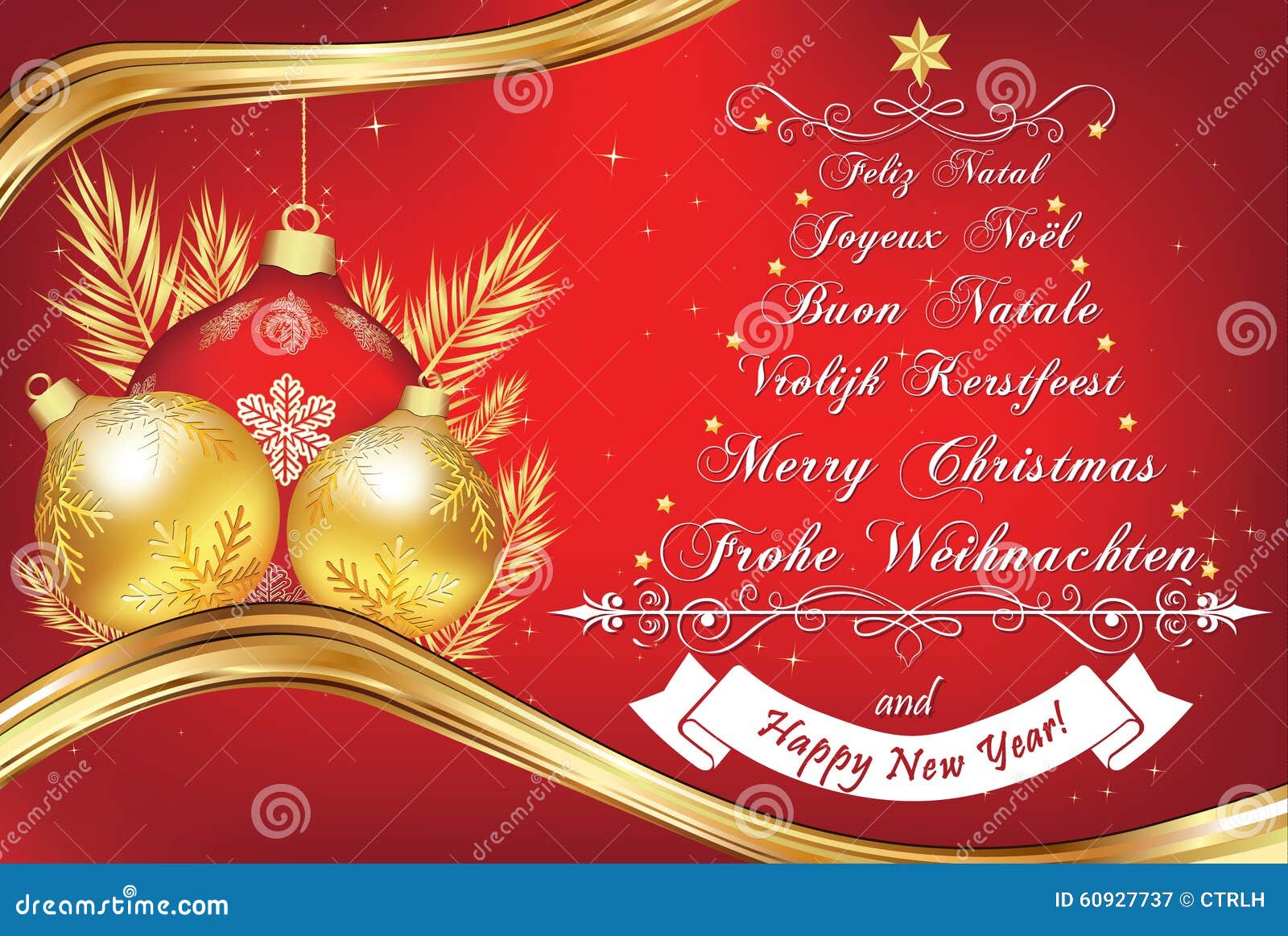 Business New Year Greeting Card In Many Languages Stock 