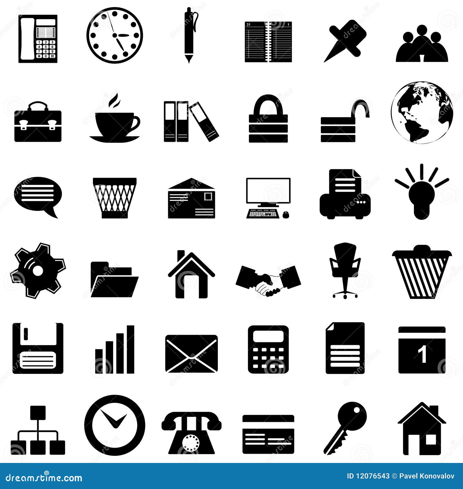 Business and Office Icons Set Stock Vector - Illustration of element,  internet: 12076543