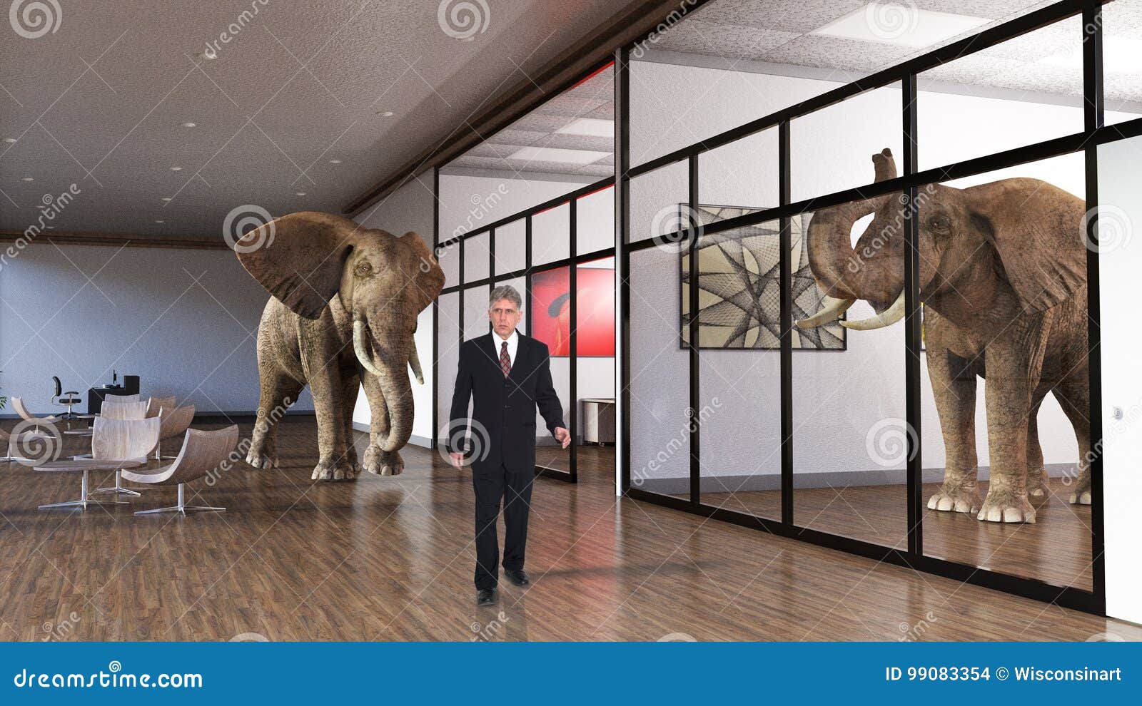 business office, sales, marketing, elephants