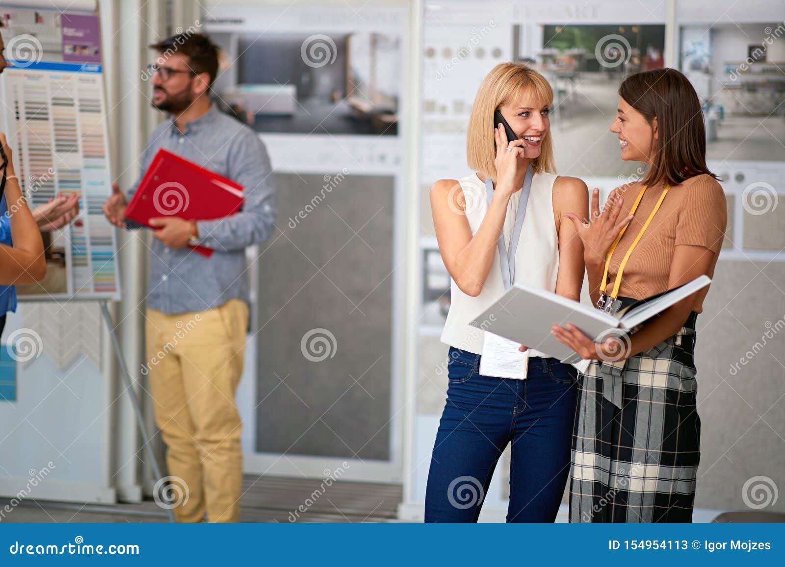 Business Owner Using a Mobile Phone and Working Stock Image Image of