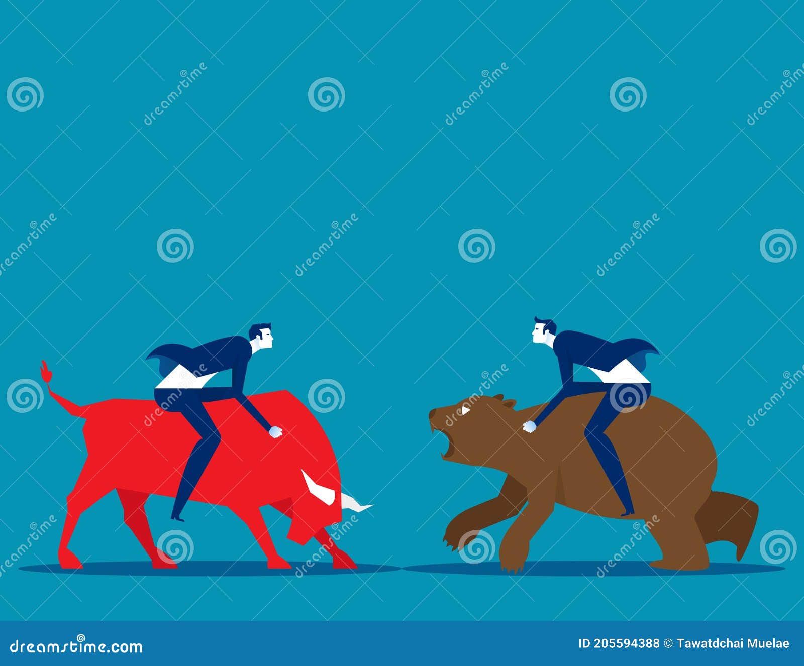 Business People with Bull and Bear Market. Stock Market and Exchange Stock  Vector - Illustration of diagram, global: 205594388