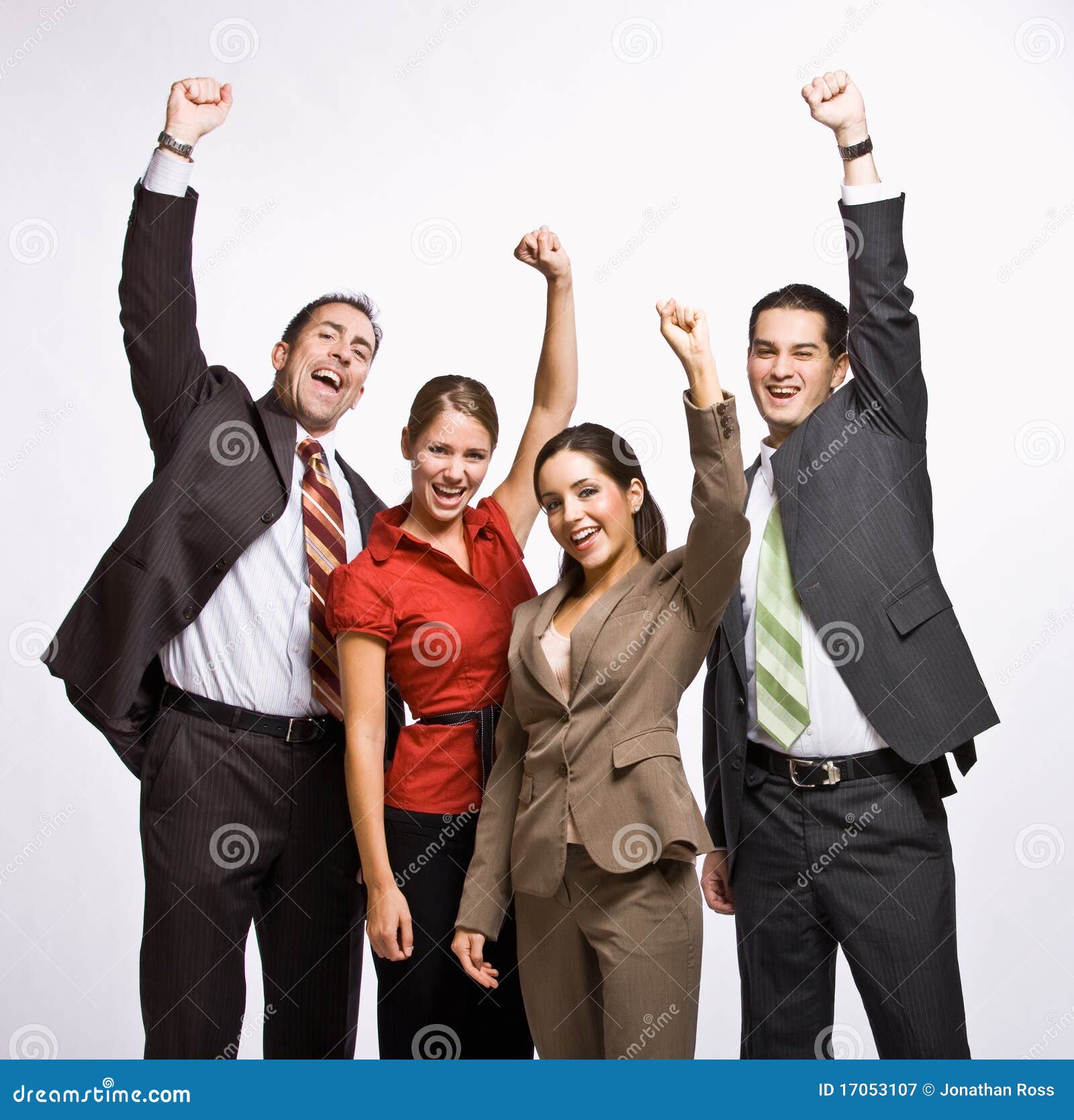 business people cheering