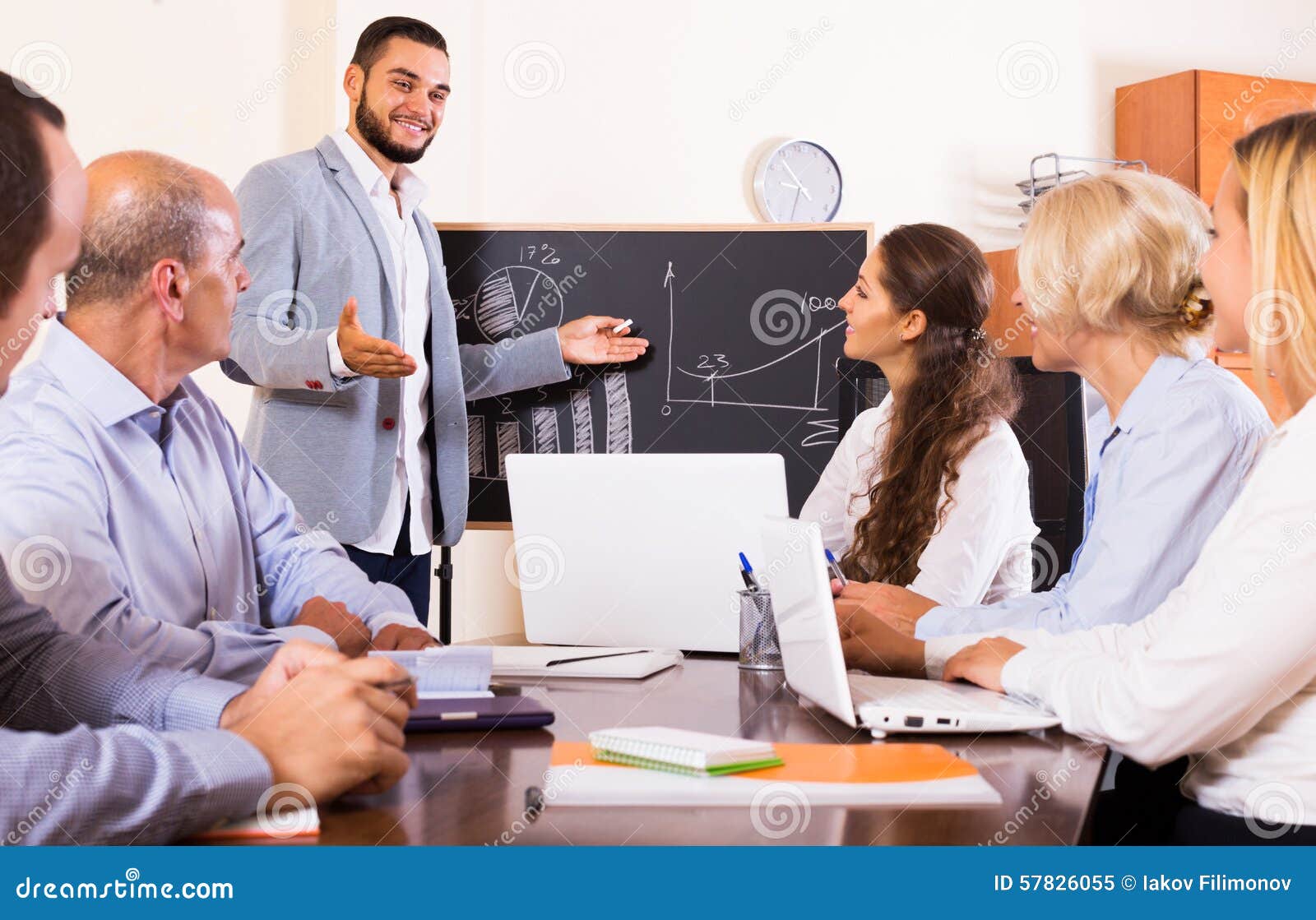 Business People during Conference Call Stock Image - Image of agreement