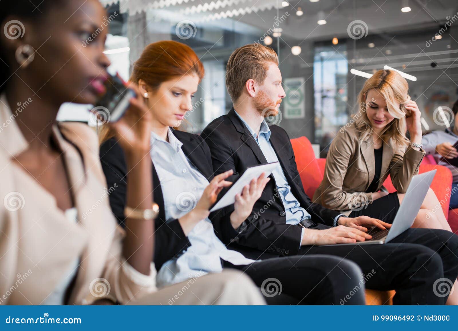 Business People Conversation. Technology at Hand Stock Photo - Image of ...