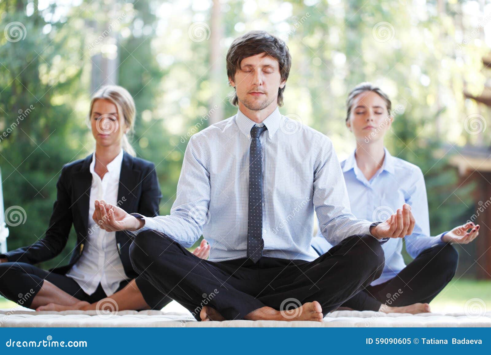 Business people doing yoga stock image. Image of cute 59090605