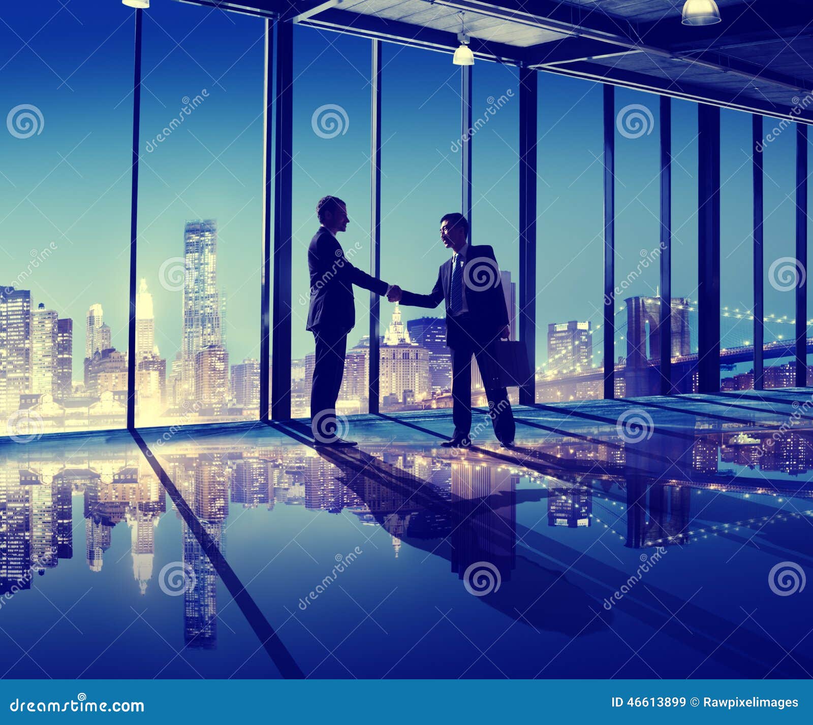 business people hand shake office city concept