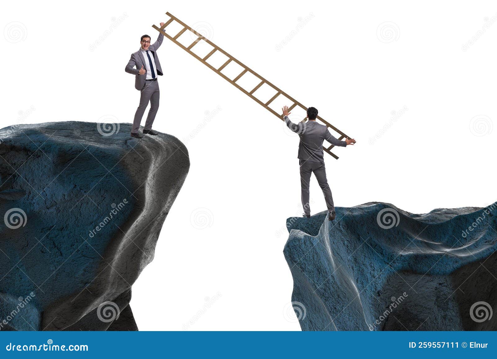 Business People Helping To Go Over Chasm Stock Image Image of