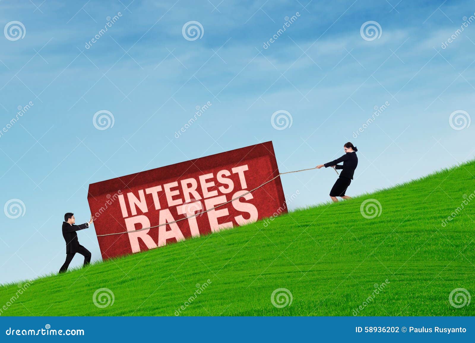 business people with higher interest rates