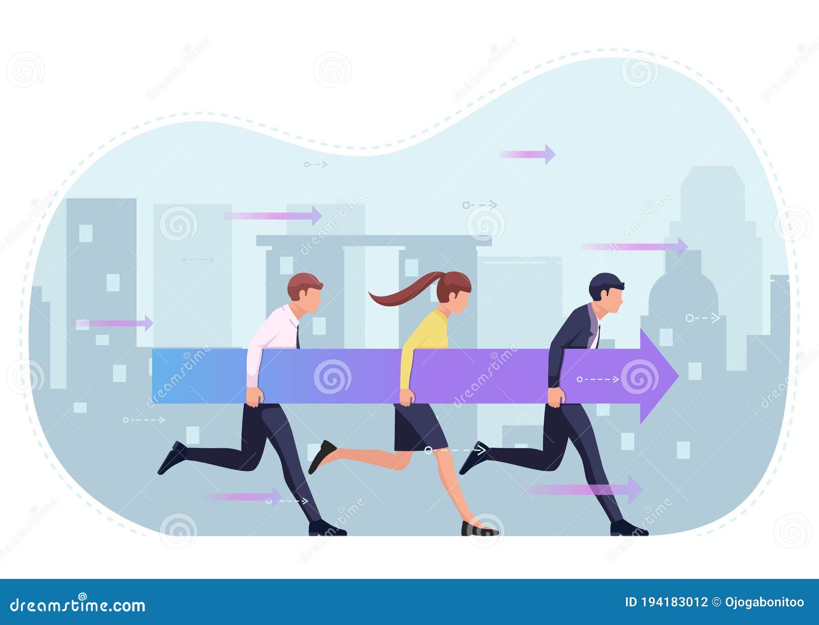 Business People Moving Forward Cartoon Vector | CartoonDealer.com #5112689