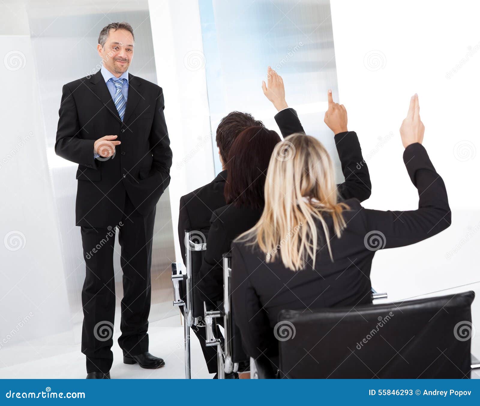 Business People at the Lecture Asking Questions Stock Image Image of