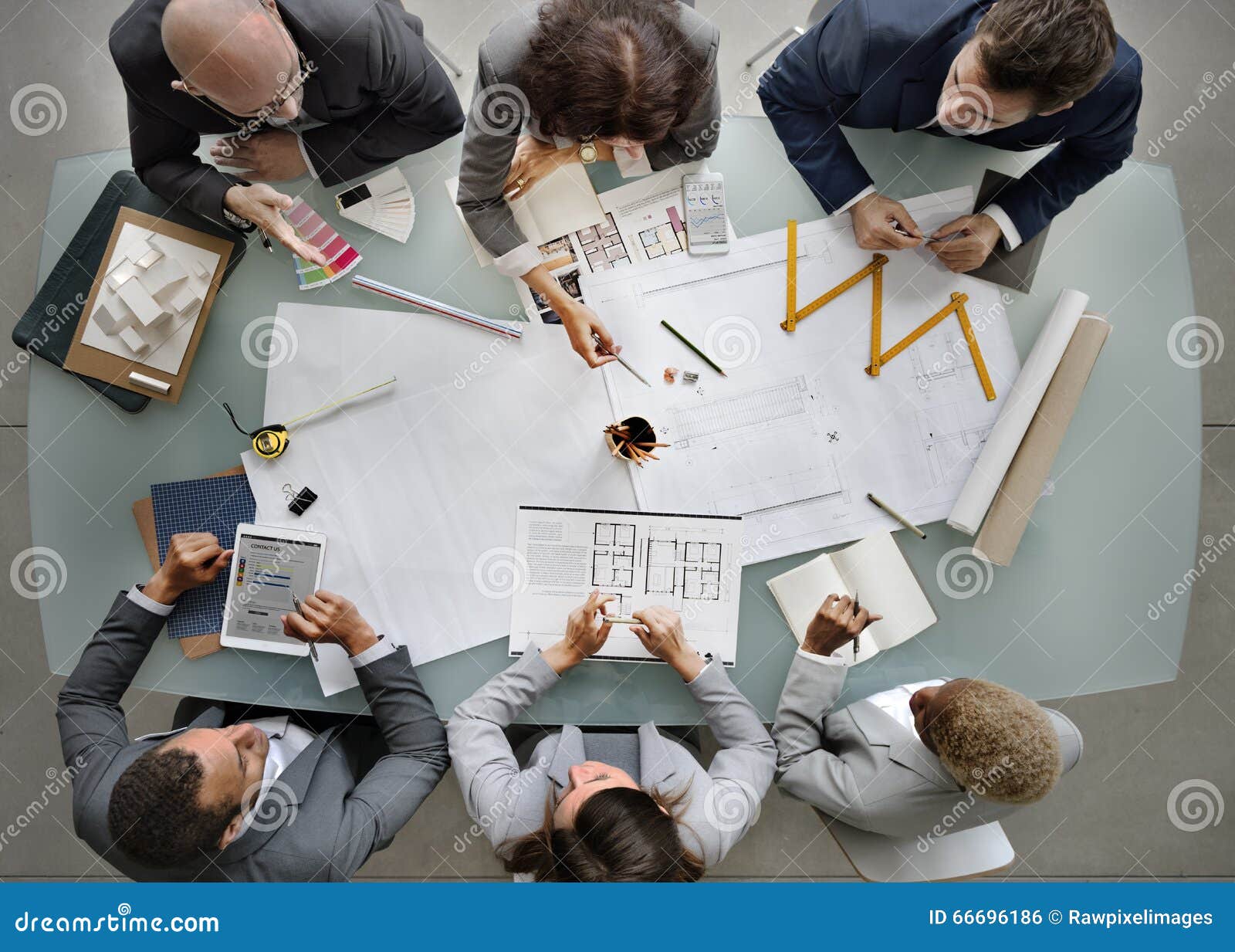 Business People Meeting Architecture Blueprint Design
